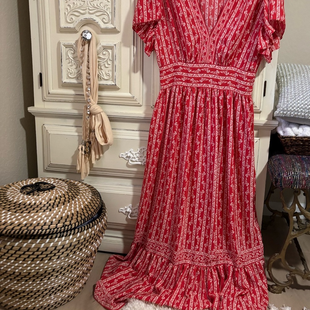 Max Studio Red Maxi Summer Dress